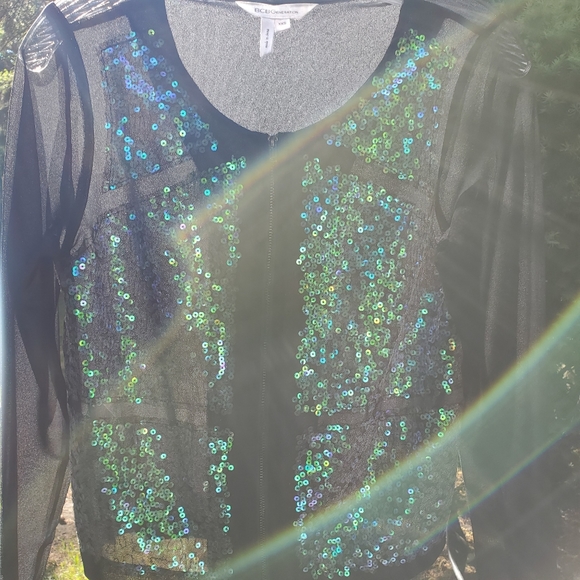 BCBGeneration Sheer Sequin Bomber Jacket - Picture 12 of 12